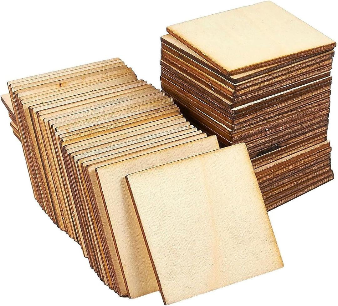 Juvale Wood Squares for Crafts - 60 Pack, 2 x 2 in Poplar Plywood - Unfinished Loose Parts & Wood Pieces for DIY Painting Projects