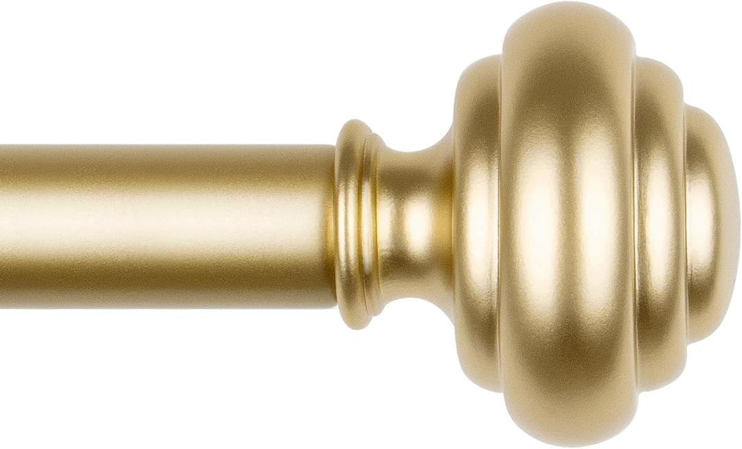 KAMANINA Curtain Rods for Windows 48 to 84 Inches (4-7ft) Heavy Duty Curtain Rods, 7/8 Inch Adjustable Decorative Drapery Rods Set with Modern Finials, Gold