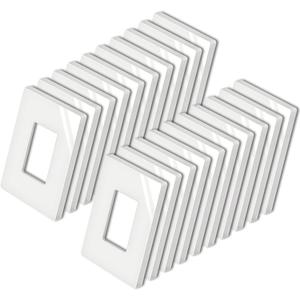 BESTTEN [20 Pack] 1 Gang Screwless Decorator Wall Plate, Midsize Switch Plate, Midway Receptacle Outlet Cover, USWP4 Glossy Off White, H4.88" x W3.11"