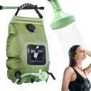 Solar Portable Shower Bag, 5 Gal/20L Solar Heating Camping Shower Bag with Removable Hose&On-Off Switchable Shower Head, Compact Camping Shower for Camping, Hiking, Traveling, Beach Swimming (Green)