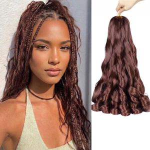 French Curl Braiding Hair, 18 Inch 8 Packs Pre Stretched Wave Braiding Hair Extensions Bouncy Loose French Curl Crochet Braids for Black Women (33#, 18 Inch)