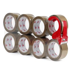 BOMEI PACK Heavy Duty Brown Packing Tape with Dispenser, 2.6 mil, 1.88 inch x 55 Yards 8 Pack, Ultra Strong, Refill for Industrial Shipping Box Packaging Tape for Moving, Office, & Storage