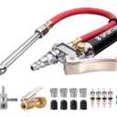 Spurtar 10-120 PSI Heavy Duty Tire Pressure Gauge with Inflator Air Chuck with Pressure Gauge with 4 Way Tool and Valve Cores Air Compressor Attachments Tire Inflator Nozzle for Car Automotive Truck