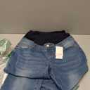 Women's Maternity Jeans Comfy Stretch Boyfriend Jean Over Belly Ripped Denim Pregnancy Pants (Blue, XL)