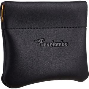 Travelambo Leather Squeeze Coin Purse Pouch Change Holder For Men & Women (01 Vintage Black)