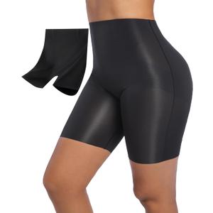 PRETTYWELL Womens Shapewear Shorts Mid-Waist Tummy Control Butt Lift Slip Shorts for Dresses,Seamless no Roll Thigh Slimmer (Small, Black)