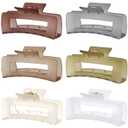 Sisiaipu 4 Inch Big Hair Claw Clips 6 Pcs Large Claw for Thick Hair Square Hair Clips for Women Rectangle Hair Clips Nonslip Acrylic Banana Jaw Clips Hair Accessories for Girls (Tea)