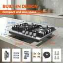 TOPWISH 24 Inch Gas Cooktop, Propane Stove Top with 4 Burners 27,400 BTU, NG/LPG Convertible Built-in Stainless Steel Stovetop with Thermocouple Protection for Kitchen, Apartments, RV