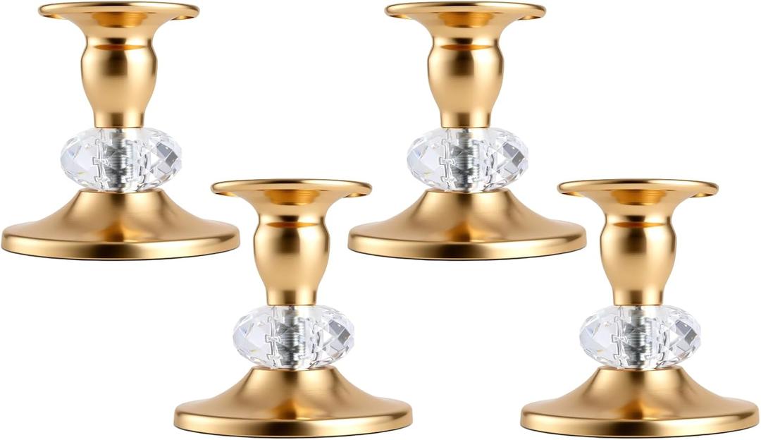 Candlestick Holders Taper Candle Holders, Candle Stick Candle Holder for Table Centerpiece, Wedding Reception, Festive Christmas Mantel Decoration or Home Decor(Gold, 2 Sets(4 Pcs))