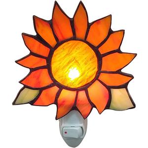 HUIMEIJU Stained Glass Sunflower Night Lights,Suitable for bedrooms,Kitchens,bathrooms,etc.(Orange 1PCS)