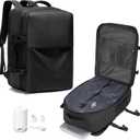 Vacuum Backpack Travel with Pump,Large Travel Backpack Vacuum System,mochila de viaje Compresion Waterproof Carry on Personal item Laptop Vacpack Backpacks Bag Men Women Airline Flight Approved Black