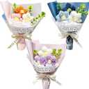 Wavwavw 3 Pcs Teacher Appreciation Gifts Crochet Handmade Positive Mini Crochet Flower Bouquet Thank You for Helping Me Grow Teachers Gifts for Graduation Teacher Appreciation Week Women Men (Pastel)