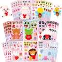 32 Sheets Valentine Stickers for Kids Toddlers, Make a Face Stickers, Animal Love Heart Stickers, Make Your Own Animal Stickers Party Decorations Supplies