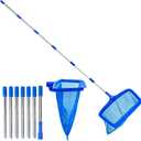 Pool Skimmer Net with 9.4FT Pole, 7-Section Adjustable Pole (41.5" to 113.2"), Tear Resistant Net for Commercial Deep Pool, Hot Tub, Spa & Residential In-Ground/Above-Ground Pool