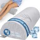 5 STARS UNITED Knee Pillow for Back Sleeping  Cooling Cover - Memory Foam Cushion for Sciatica Pain Relief  Under Leg Support for Sleeping on Back  Half Moon Bolster for Bed, Arctic Gray (Standard)