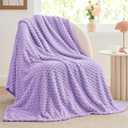 BEDELITE Fleece Throw Blanket for Couch & Bed - 3D Jacquard Decorative Lavender Blanket, Super Soft and Cozy Warm Fuzzy Blanket All Seasons Suitable, 50x60Inches