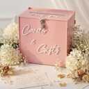 BreezeHug Light Pink Acrylic Wedding Card Box with Slot and Lock, Money Gift Box with DIY Letters Cards Gifts/Thank You Letters, Baby Shower Graduation Birthday Party (Medium)