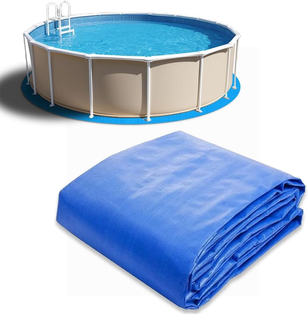 15 FT Round Pool Liner Pad for Above Ground Swimming Pool, Outdoor Pool Mat for Above Ground Pool Pad, Under Pool Floor Liner Underlayment Pad, Prevents Punctures Pool Mat Protector Tarp (15 FT)