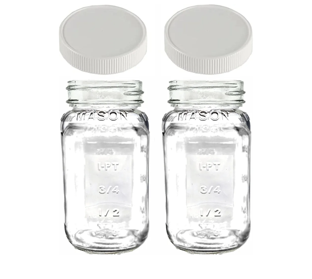 JARMING COLLECTIONS Glass Regular Mouth 24 oz Mason Jars with BPA Free Plastic Storage Lids  Made in USA  24oz Mason Jars Regular Mouth 24 oz with Lids  Set of 2
