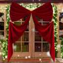 Big Wall Bow Decorations 39 x 72 Inch Giant Birthday Party Decor Ribbon Hanging Tie Bow Decor for Coquette Party Baby Shower Wedding Bridal Bachelorette Supplies(Red,Velvet,Weeding)