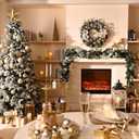 Valery Madelyn 9 Feet Pre-Lit Christmas Garland with Lights for Mantle, Lighted Outdoor Xmas Garland with Black White Balls & Bow for Home Stairs Fireplace Table Centerpiece Indoor Holiday Party Decor