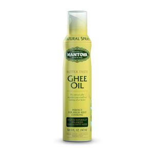 Mantova Ghee Butter Spray with Olive Oil and Avocado Oil - High in Naturally Balanced Omega Fatty Acids, Perfect for High-Heat Cooking, Baking, and Grilling, 5 Fl Oz Non-Aerosol Spray Bottle