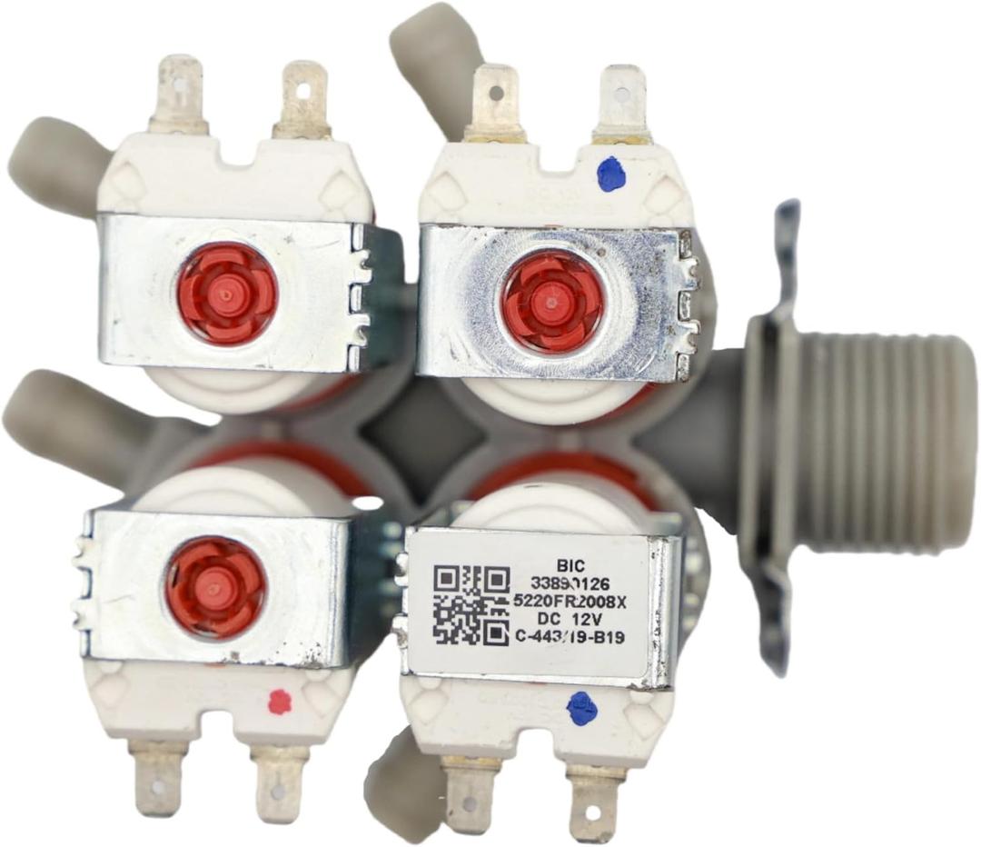5220FR2008Y Four Way Outlet Washer Water Inlet Valve DC12V US Thread of Inlet, Replacement Part Fit for LG Washers
