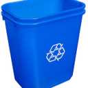 Amazon Basics Rectangular Commercial Office Recycling Wastebasket with Recycle Logo, Easy to Clean, 7 Gallon, Blue, Pack of 2