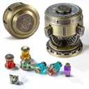 2026 DND Dice Set Alchemists Metallic Elixir Metal Dice Set - 7-Piece RPG MTG dice Collection in Vintage Chalice Caser dice Box for D&D, Sci-Fi, War, or Crime Theme MTG RPG Tabletop Games (Bronze)