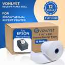 3 1/8 x 230 Thermal Paper Receipt Roll for Epson Printer (Pack 12 rolls)