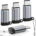 Lightning to USB C Adapter 4 Pack, Fast Charging & Data Sync for iPhone 15/16/17 Pro/Pro Max, Charger Adapter Accessory (Not for Audio/OTG) (Grey)