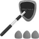 Windshield Cleaning Tool, Car Window Cleaner with Extendable Long Handle and 4 Washable Reusable Microfiber Pads, Auto Interior Exterior Glass Wiper Cleaning Kit Universal for Office and Home (Gray)