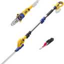 2-in-1 Telescopic Cordless Pole Hedge Trimmer 16-Inch and Pole Saw 8.6-Inch,Compatible with Dewalt 20V Battery(Tool Only),for Tree Trimming and Shrubs Pruning