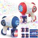 Eaglestone 2 Bubble Gun for Kids, Light Up Bubble Machine for Toddlers, 8 Hole Blower with 4 Refill, Automatic Bubble Maker for Bubble Blaster,Outdoor Toys, Birthday,Christmas Party Favor Gift (Blue,red)
