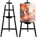 Adjustable Black Wooden Painting Easel, Pine Art Easel Stand Hold up to 43'', Painting Canvas for Wedding Sign and Poster, Drawing for Adults, Begginners and Students, Black