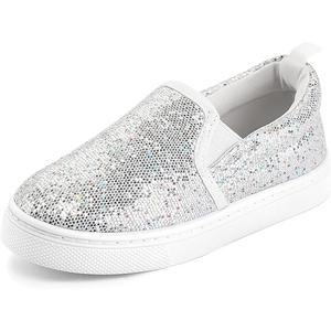 K KomForme Toddler Sneakers for Girls Boys Slip On Canvas Walking Shoes Size 7, Grey