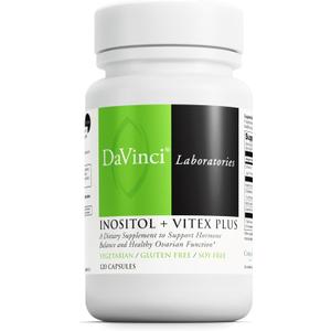 DAVINCI Labs - Inositol + Vitex Plus - A Dietary Supplement to Support Hormone Balance and Healthy Ovarian Function - Vegetarian, Gluten Free, Soy Free - 120 Capsules, EXP: 07/2027