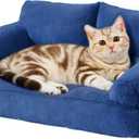 Cat Beds for Indoor Cats, Cat Couch Bed, Cute Cats Sofas for Pets, Small Dog Sofas & Chairs with Removable Washable Cover, Plush Soft Pet Furniture for 10lbs Small Dogs & Cats(Navy Blue)