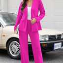 Women's 2 Piece Suits Business Casual Outfits Straight Wide Leg Pants Suits Professional Office Work Outfits (Pink, XL)