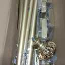 Gold Double Curtain Rods for Windows 36 to 72 Inch, 1 Inch Adjustable Decorative Crystal Dual Curtain Rod, Heavy Duty Vintage Double Drapery Pole with Gold Foil Finials for Living Room