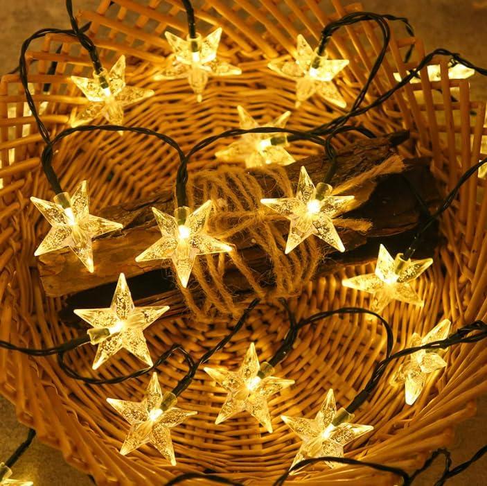 Solar Star String Lights Outdoor, 12m 100LED Star String Lights Waterproof 8 Mode for Garden Yard