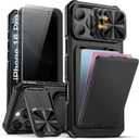 SSLOTSCASE for iPhone 16 Pro Case with 2X Privacy Screen Protector, Card Holder & Kickstand & Slide Camera Lens Cover & Camera Stand & Wallet, Military-Grade Phone Case Cover for iPhone 16 Pro, Black