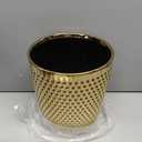 Modern Golden Small Trash Can Wastebasket, Garbage Container Bin for Bathrooms, Powder Rooms, Kitchens, Home Offices - Durable Ceramics - Round