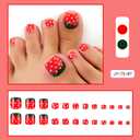 2 x Strawberry Press on Toenails Short Square False Toenails with Design Glossy Red Fake Toe Nails White Dots Stick on Toenail Cute Reusable Summer Glue on Toenail for Women Girls Manicure 24Pcs