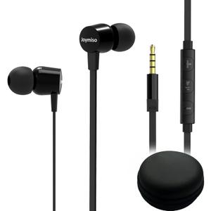 Joymiso Tangle Free Earbuds for Kids Women Small Ears with Case, Comfortable Lightweight in Ear Headphones, Flat Cable Ear Buds Wired Earphones with Microphone and Volume Control for Cell Phone Laptop