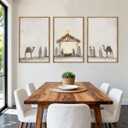 Anyzal Extra Large Jesus Framed Wall Art 24x36 Inch Easter Catholic Nativity Scene Canvas Artwork Christian Religious Birth of Jesus Painting for Living Room Bedroom Dining Room Set of 3