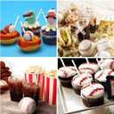 Whaline 200Pcs Baseball Paper Straws Baseball Drinking Straws Sports Theme Disposable Straw for Beverages Cocktail Decorations
