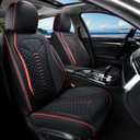 Coverado Car Seat Covers, Front Seat Cover, Waterproof Nappa Leather Seat Covers for Cars, 2 Pack Car Seat Protectors, Driver Seat Cover, Automotive Seat Covers Universal Fit for Most Cars, Black&Red