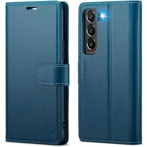 Wallet Case for Samsung Galaxy S22, RFID Blocking Credit Card Holder, PU Leather Folio Flip Kickstand Protective Shockproof Cover for Galaxy S22 (Blue)