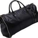 Generic Stylish PU Leather Garment Bag Carry On Duffle Bag for Business Trips Weekend Getaways and Travel Business Professionals (Black)